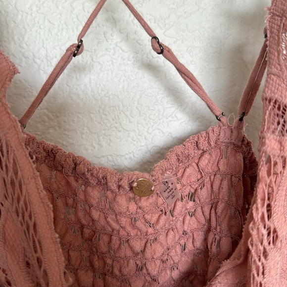 Free People Adella Lace Mini Dress size Large Pink - Picture 16 of 16